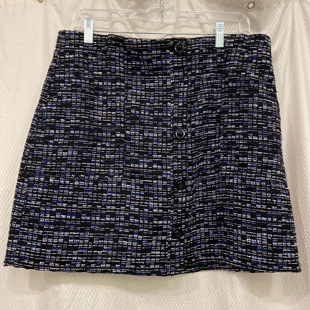 Blue button up mini skirt